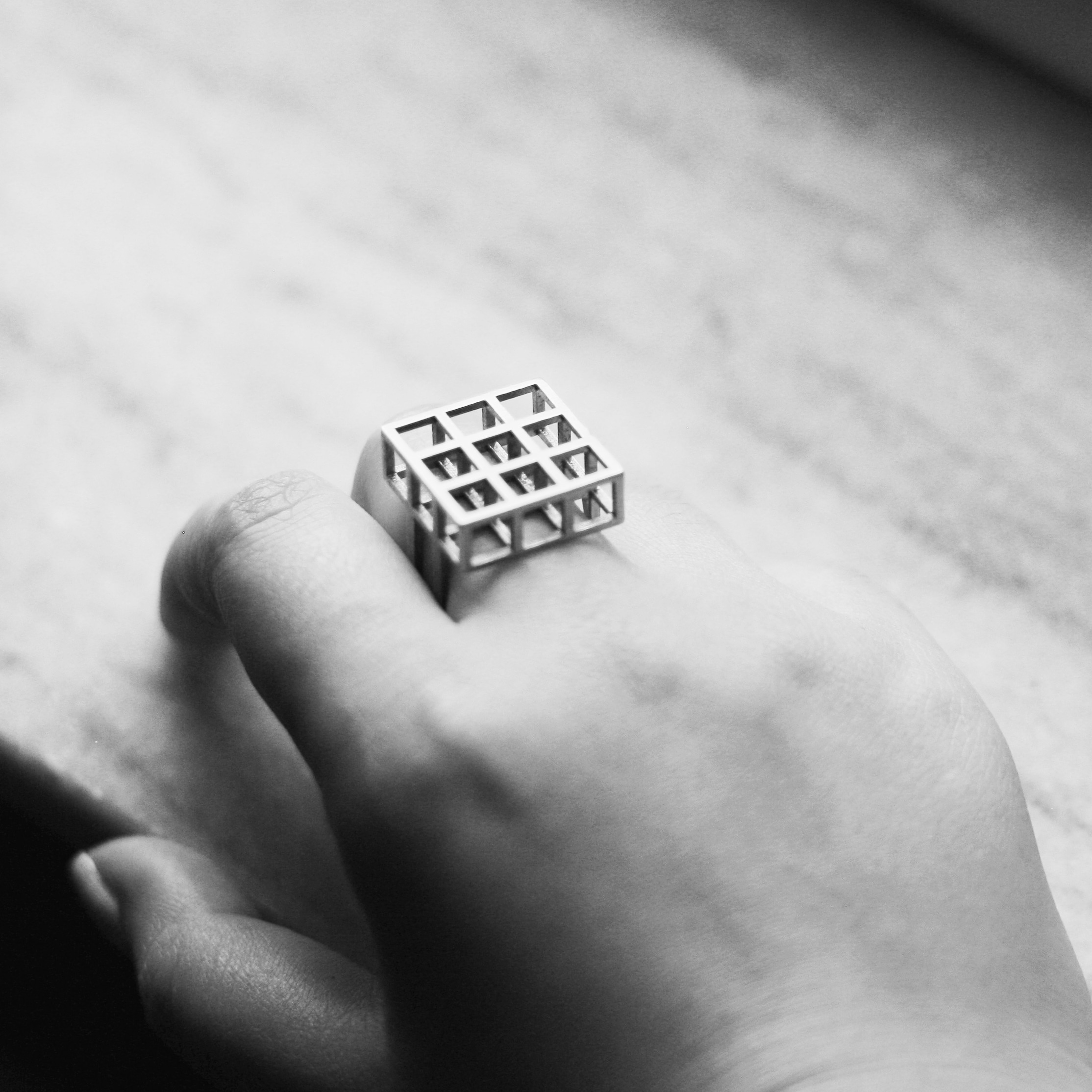 Pixel 3D Printed Bronze Ring