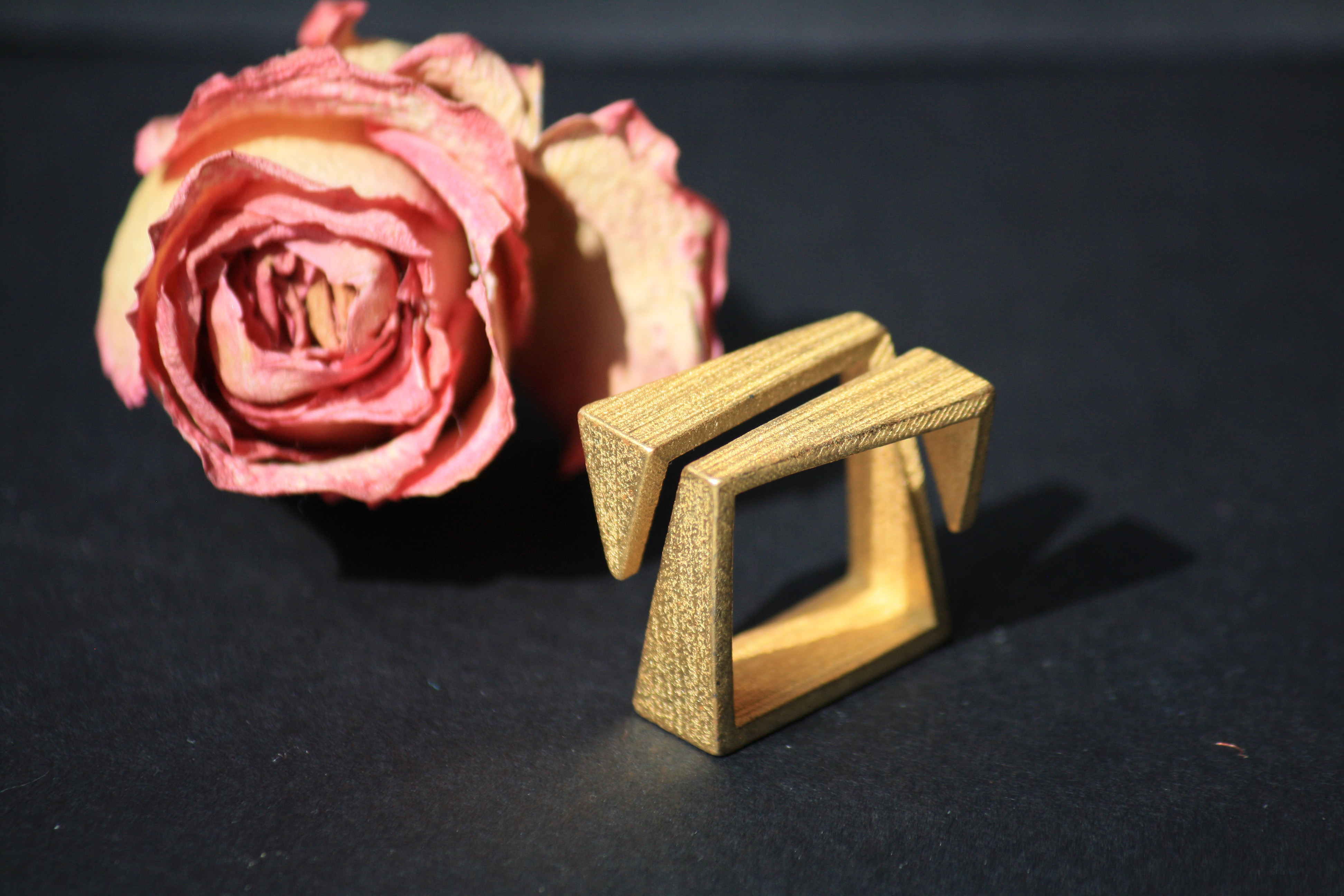 Ziggy Ring - 3D Printed Steel - Gold Plated 