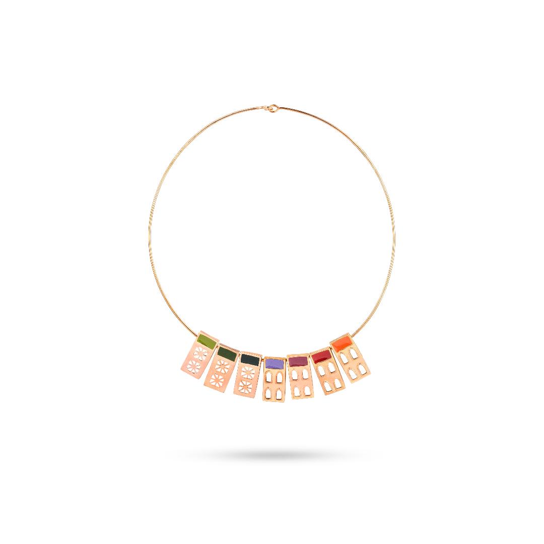Archi Necklace with Enamel in gold plated bronze