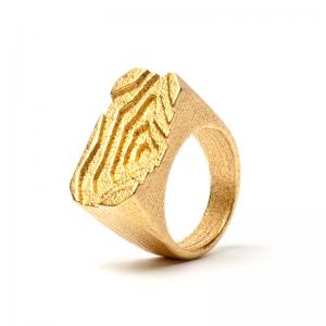 Pit height model ring,3D printed steel/gold plated