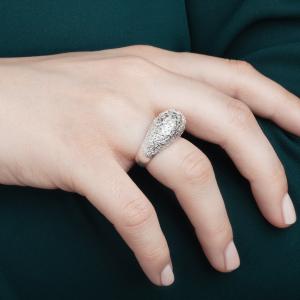 Crystal ring, 3D printed 925 silver